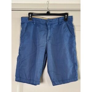Bossini Chino Shorts Mens 31 Blue Cotton Twill Classic Fit Flat Front Outdoor